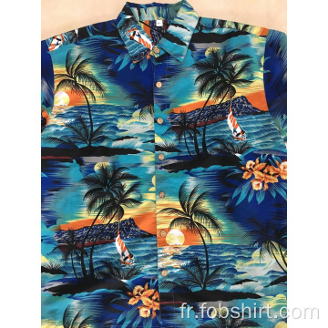 Chemise hawaïenne bord de mer en polyester